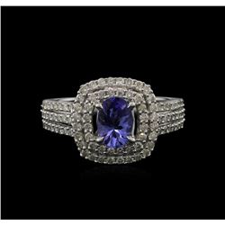 0.82ct Tanzanite and Diamond Ring - 14KT White Gold