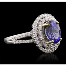 14KT White and Yellow Gold 3.20ct Tanzanite and Diamond Ring