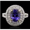 Image 2 : 14KT White and Yellow Gold 3.20ct Tanzanite and Diamond Ring