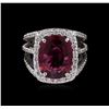 Image 2 : 5.47ct Tourmaline and Diamond Ring - 18KT White Gold