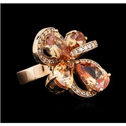 14KT Rose Gold 11.22ctw Citrine and Diamond Ring