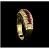 Image 4 : 0.80ctw Ruby and Diamond Ring - 14KT Yellow Gold
