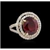 Image 1 : 9.41ct Ruby and Diamond Ring - 14KT Yellow Gold