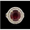 Image 2 : 9.41ct Ruby and Diamond Ring - 14KT Yellow Gold