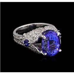 7.55ct Tanzanite and Diamond Ring - 14KT White Gold