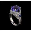 Image 4 : 7.55ct Tanzanite and Diamond Ring - 14KT White Gold