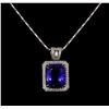 Image 1 : 18KT White Gold GIA Certified 16.95ct Tanzanite and Diamond Pendant With Chain