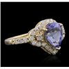 14KT Yellow Gold 1.44ct Tanzanite and Diamond Ring