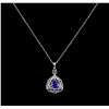 14KT White Gold 5.64ct Tanzanite and Diamond Pendant With Chain
