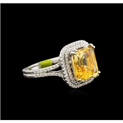 4.67ct Citrine and Diamond Ring - 14KT White Gold