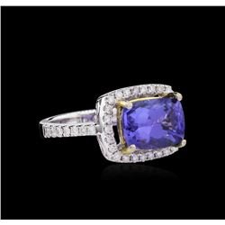 14KT Two-Tone Gold 4.29ct Tanzanite and Diamond Ring