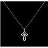 Image 1 : 0.15ctw Diamond Cross Pendant With Chain - 14KT White Gold