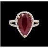 Image 2 : 5.36ct Ruby and Diamond Ring - 14KT Yellow Gold