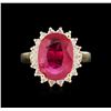 Image 2 : 6.50ct Ruby and Diamond Ring - 14KT Yellow Gold