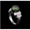 Image 4 : 0.77ctw Pearl and Diamond Ring - 14KT White Gold