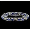 Image 2 : 13.00ctw Blue Sapphire and Diamond Bracelet - 18KT White Gold
