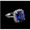 Image 1 : 8.58ct Tanzanite and Diamond Ring - 14KT White Gold