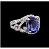 Image 1 : 14KT White Gold 3.23ct Tanzanite and Diamond Ring