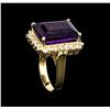 Image 4 : 13.15ct Amethyst and Diamond Ring - 14KT Yellow Gold