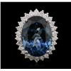 Image 2 : 14KT White Gold 21.45ct Blue Topaz and Diamond Ring