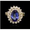 Image 2 : 14KT Yellow Gold 2.49ct Tanzanite and Diamond Ring