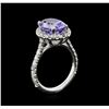 Image 3 : 3.28ct Tanzanite and Diamond Ring - 14KT White Gold