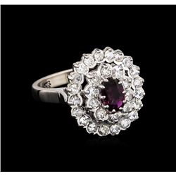 0.78ct Purple Sapphire and Diamond Ring - 10KT White Gold