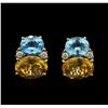 Image 1 : 28.54ctw Multi Gemstone and Diamond Non-Pierced Earrings - 18KT Yellow Gold