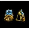 Image 2 : 28.54ctw Multi Gemstone and Diamond Non-Pierced Earrings - 18KT Yellow Gold