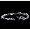 Image 3 : 5.87ctw Tanzanite and Diamond Bracelet - 14KT White Gold