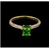 Image 2 : 1.13ct Tsavorite and Diamond Ring - 14KT Yellow Gold