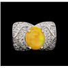 Image 2 : 3.70ct Opal and Diamond Ring - 14KT White Gold