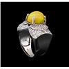Image 4 : 3.70ct Opal and Diamond Ring - 14KT White Gold