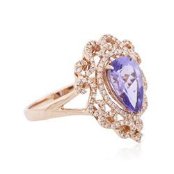 14KT Rose Gold 1.79ct Tanzanite and Diamond Ring