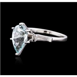 Platinum 2.59ct Aquamarine and Diamond Ring