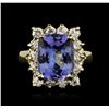 Image 2 : 14KT Yellow Gold 5.15ct Tanzanite and Diamond Ring