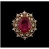 Image 2 : 5.30ct Ruby and Diamond Ring - 14KT Rose Gold