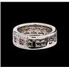 Image 2 : 0.95ctw Pink Sapphire and Diamond Ring - 18KT White Gold