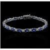 Image 1 : 14KT White Gold 11.80ctw Sapphire and Diamond Bracelet