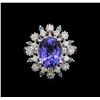 Image 2 : 3.40ct Tanzanite and Diamond Ring - 14KT White Gold