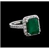 Image 1 : 4.00ct Emerald and Diamond Ring - 14KT White Gold
