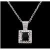 Image 2 : 2.14ct Fancy Black Diamond Pendant With Chain - 14KT White Gold