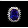 Image 2 : 14KT White Gold GIA Certified 22.13ct Tanzanite and Diamond Ring