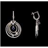 Image 2 : 0.25ctw Sapphire and Diamond Earrings - 14KT White Gold