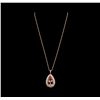 Image 2 : 23.16ct Morganite and Diamond Pendant With Chain - 14KT Rose Gold