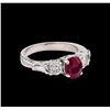 Image 1 : 1.40ct Ruby and Diamond Ring - Platinum