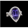 Image 1 : 14KT White Gold 7.14ct Tanzanite and Diamond Ring