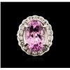 Image 2 : 14KT White Gold 18.05ct Kunzite and Diamond Ring