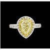 Image 2 : 2.19ctw Fancy Light Yellow Diamond Ring - 14KT Two-Tone Gold