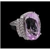 Image 1 : 14KT White Gold GIA Certified 20.25ct Kunzite and Diamond Ring